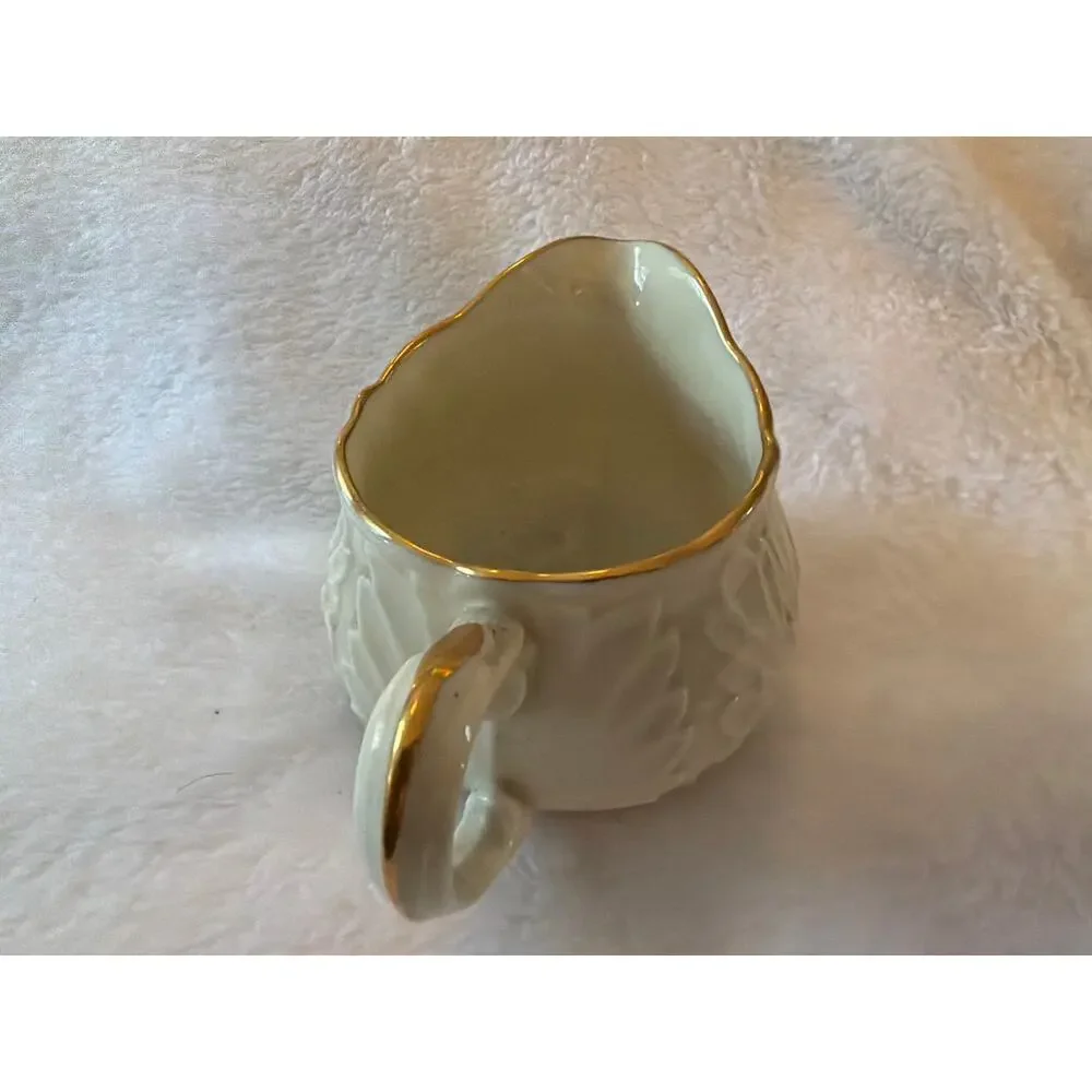 Lenox Cream Gold Trim Creamer Pitcher Leaf Pattern Fine China Made in USA VTG